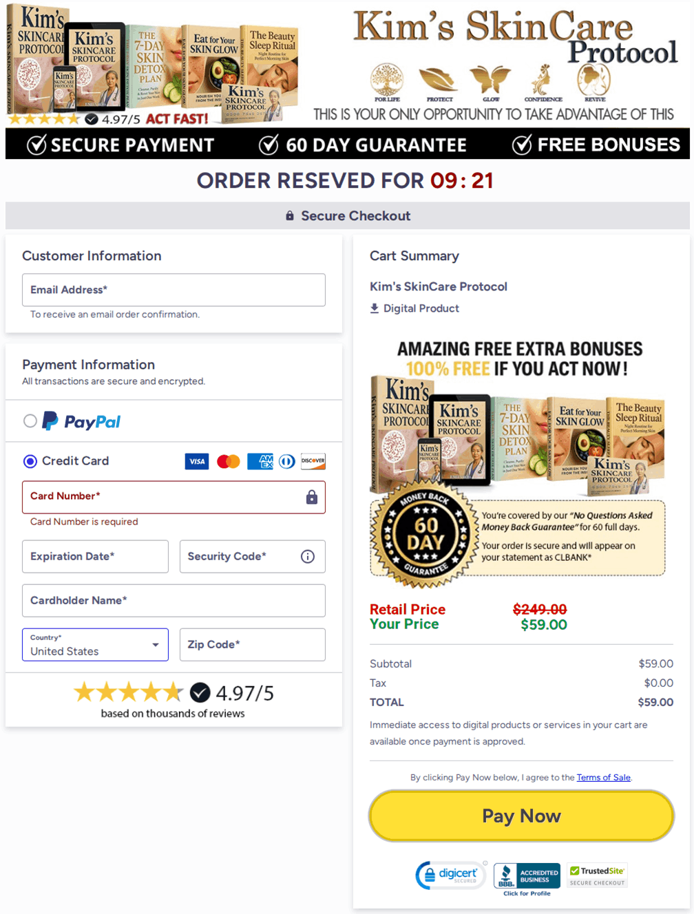 Kim's Skincare Protocol Checkout